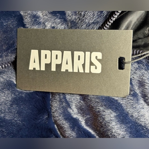 NWT Apparis Girls Billie Faux Fur Jacket Stand Collar Navy Blue - Picture 4 of 9